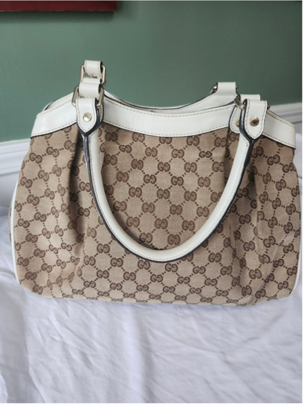 Gucci GG Canvas Shoulder Bag One Size Beige and White - Picture 4 of 12